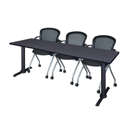 Cain Rectangle Tables > Training Tables > Cain Training Table & Chair Sets, 84 W, 24 L, 29 H, Grey MTRCT8424GY23BK